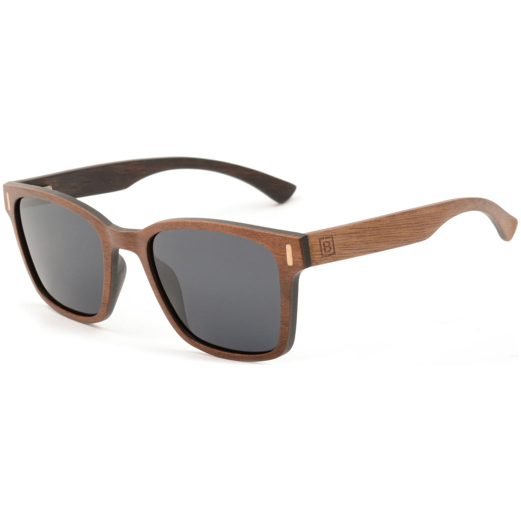 Square walnut wood polarised sunglasses infinite