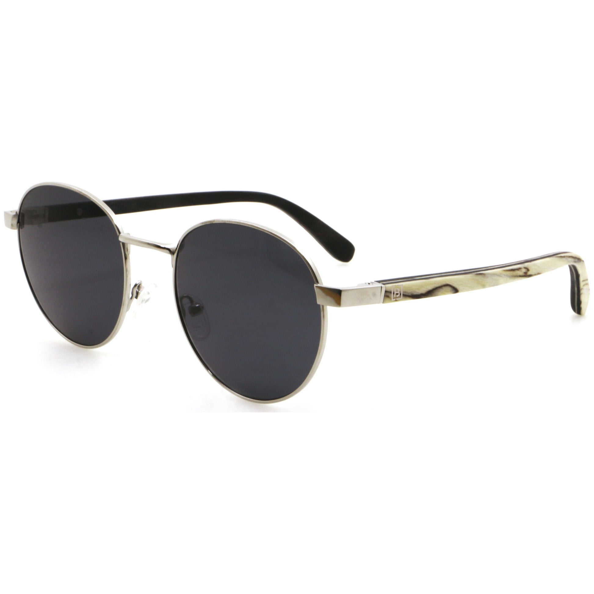 Round Titanium Zebra Wood Sunglasses James